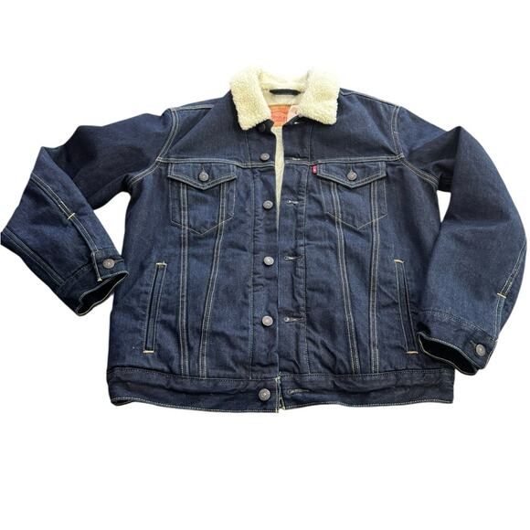 Levi's Sherpa Trucker Jacket Dark Rinse NEW Size Medium - Picture 14 of 14
